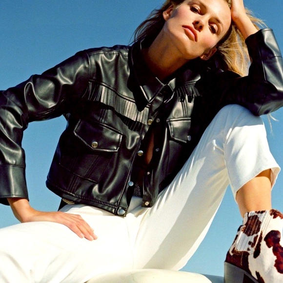 For Love & Lemons Afton Cropped Faux Leather Jacket – Size S - Picture 2 of 15